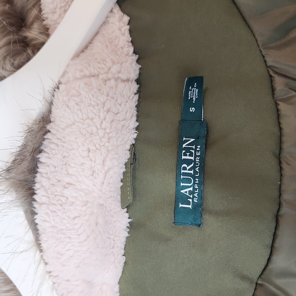Lauren Ralph Lauren down puffer jacket army green midlength Small - Picture 12 of 12